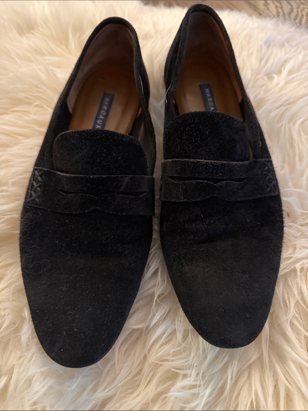 Margaux Black Suede Penny Loafers